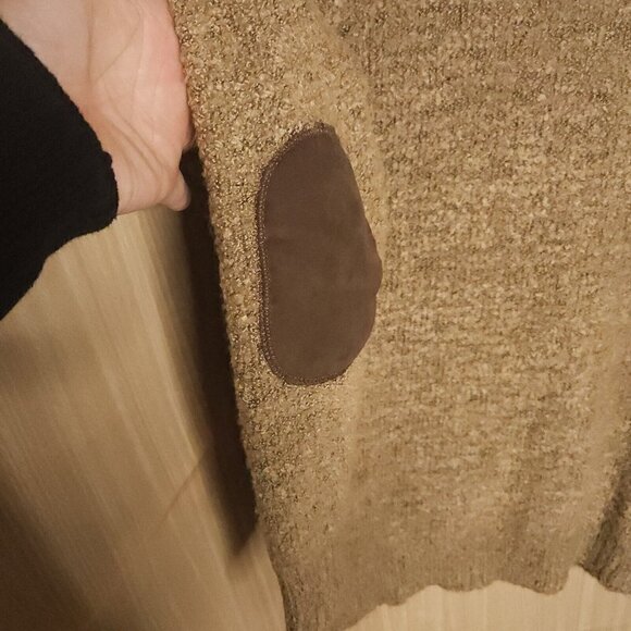 Staccato Brown Teddy Bear Grandpa Cardigan Elbow Patch Sweater Medium - Picture 5 of 8